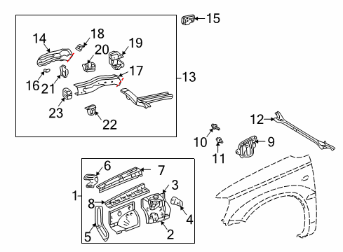 2005 Toyota Camry Lower Rail, Driver Side Diagram for 57102-33900