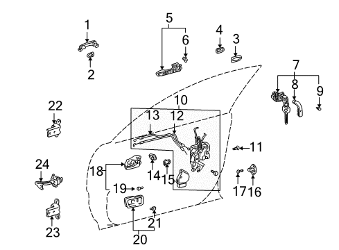 2002 Toyota Highlander Handle Sub-Assembly, Doo Diagram for 69205-48020-B1