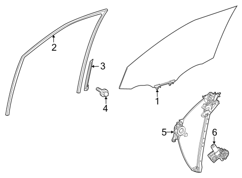 2024 Toyota Grand Highlander Glass - Front Door Diagram