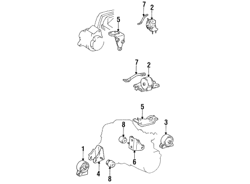 1992 Toyota Celica Engine & Trans Mounting Diagram 3 - Thumbnail