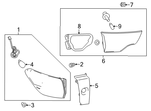 2019 Toyota Highlander Lamp Assembly, Rear Combination Diagram for 81550-0E161