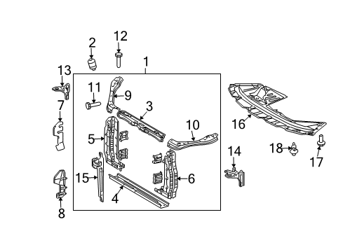 2008 Toyota Sienna Radiator Support, Splash Shields Diagram