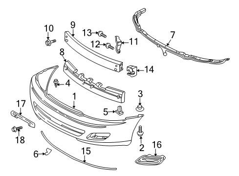 2004 Toyota Avalon Front Bumper Diagram