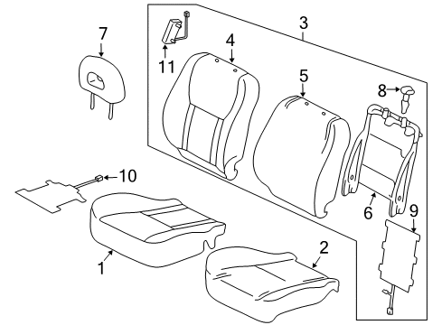 2001 Toyota RAV4 Back Assembly, Front Seat, RH Diagram for 71430-42270-B2