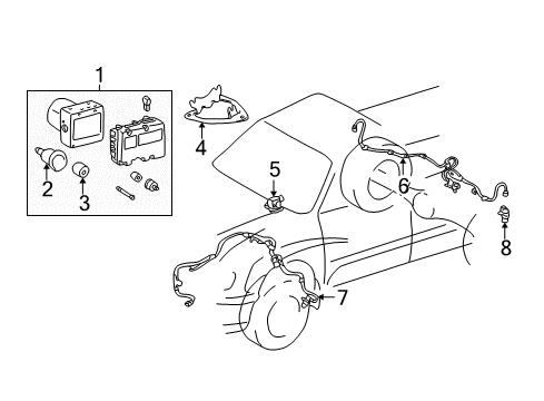 2000 Toyota Tundra ABS Components Diagram