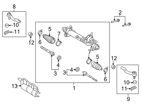 2010 Toyota Avalon Steering Rack End Sub-Assembly Diagram for 45503-09420