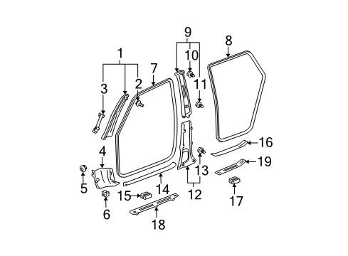 2008 Toyota Matrix Trim, Rear Door Opening, LH Diagram for 62334-01020-B0