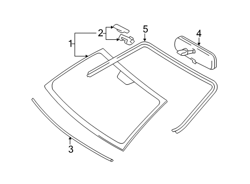 2009 Toyota Yaris Windshield Glass Diagram 1 - Thumbnail