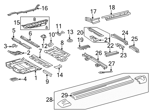 2010 Toyota Highlander Floor & Rails, Exterior Trim, Body Diagram 2 - Thumbnail