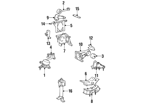 1992 Toyota Camry Stay, Engine Mounting RH Diagram for 12331-62010