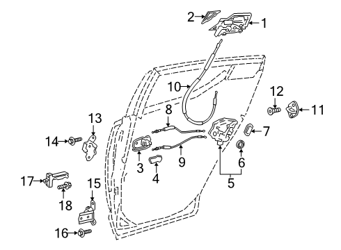 2022 Toyota C-HR Rear Door Outside Handle Assembly Diagram for 69230-10101-C0