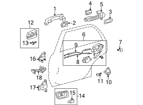 2006 Toyota Highlander Frame Sub-Assy, Rear Door Outside Handle, RH Diagram for 69203-48030