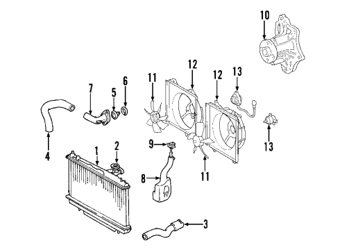 2005 Toyota RAV4 Cooling System, Radiator, Water Pump, Cooling Fan Diagram