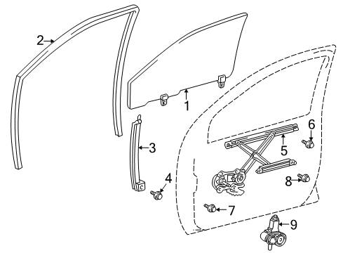 2001 Toyota Prius Regulator Sub-Assy, Front Door Window, LH Diagram for 69802-47010