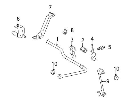 2010 Toyota Venza Rear Suspension Components, Stabilizer Bar Diagram 1 - Thumbnail