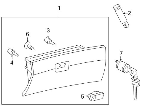 2008 Toyota Sienna Door Assy, Glove Compartment Diagram for 55550-AE010-B0