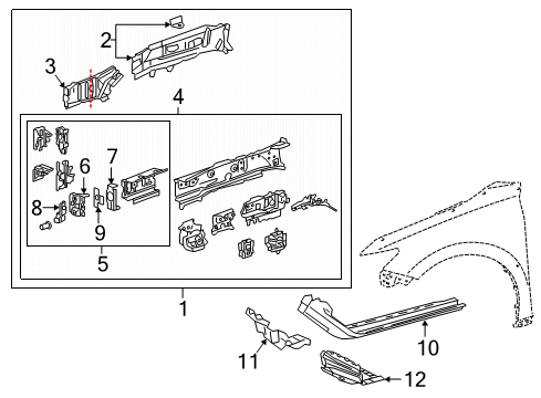 2018 Toyota Camry Member, Front Side, Inner Diagram for 57191-33020