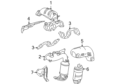 2004 Toyota Sienna Right Exhaust Manifold Sub-Assembly Diagram for 17140-20030