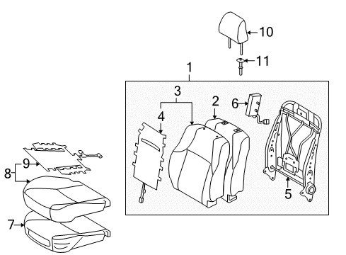 2013 Toyota 4Runner Front Seat Back Cover, Right(For Separate Type) Diagram for 71073-35B90-C3