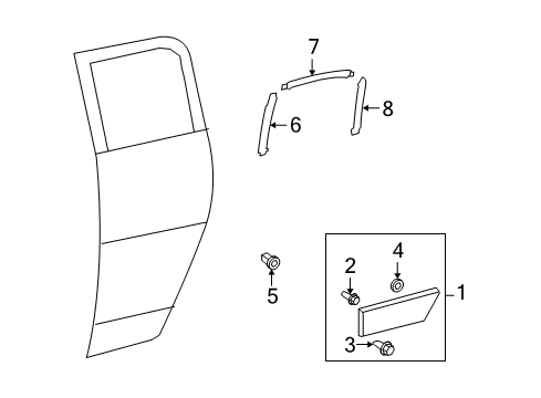 2012 Toyota FJ Cruiser Exterior Trim - Rear Door Diagram