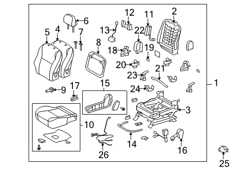 2010 Toyota Matrix Passenger Seat Components Diagram