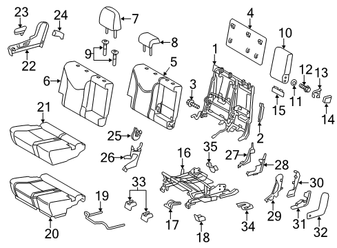 2015 Toyota Prius V Rear Seat Components Diagram 2 - Thumbnail