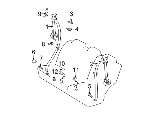 2006 Toyota 4Runner Rear Seat Belts Diagram 3 - Thumbnail