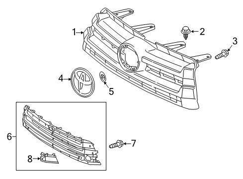 2019 Toyota Highlander Grille Assembly, Silver, Front Upper Diagram for 53101-0E231