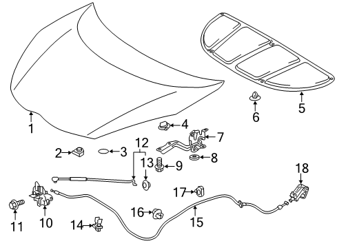 2017 Toyota Prius C Lock Assembly, Hood Diagram for 53510-52840