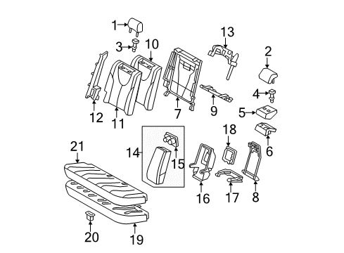 2008 Toyota Camry Center Seat Back Cover Sub-Assembly Diagram for 71096-33020-B2