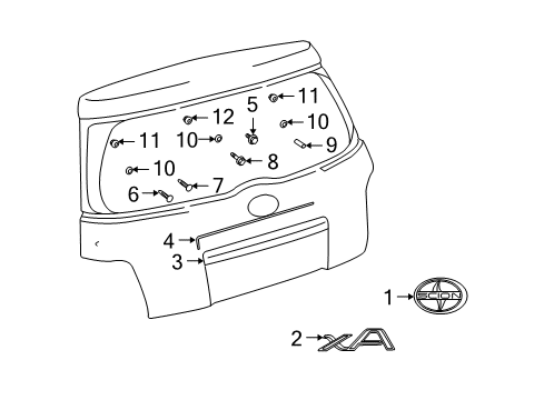 2005 Scion xA Luggage Compartment Door Name Plate, No.2 Diagram for 75442-52200