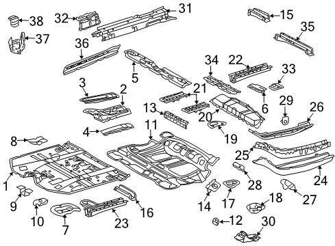 2007 Toyota Highlander Member, Front Floor Cross Diagram for 57453-48020