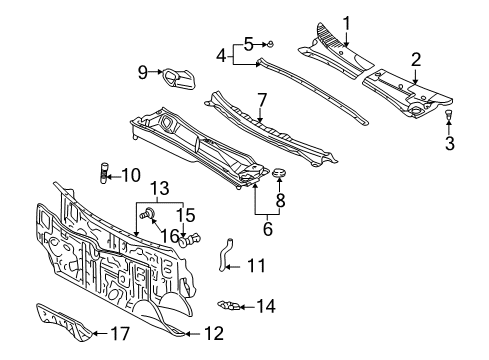 1998 Toyota Sienna Louver, Cowl Top Ventilator, LH Diagram for 55782-08010