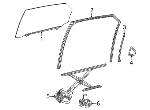 2019 Toyota Mirai Front Door Glass & Hardware Diagram