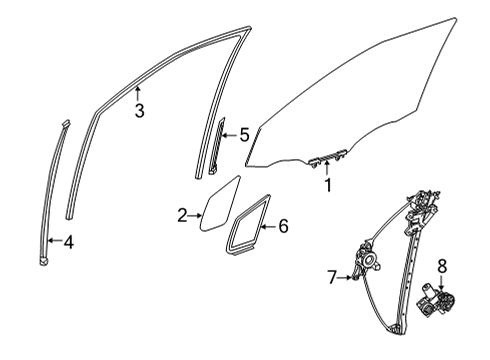 2022 Toyota Sienna Front Door Glass & Hardware Diagram 1 - Thumbnail