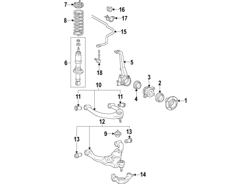 2018 Toyota Tacoma Front Suspension Control Arm Sub-Assembly, No.1 Left Diagram for 48069-04060