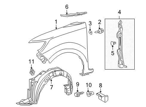 2008 Scion xB Panel, Front Fender, LH Diagram for 53812-12B31