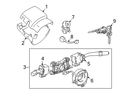 1998 Toyota Tacoma Cover, Steering Column Diagram for 45287-04031-B0