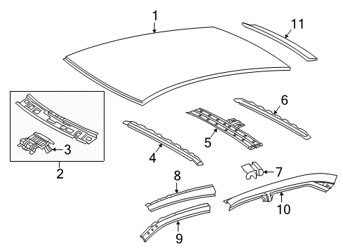 2016 Toyota Camry Reinforcement, Roof Diagram for 61247-06070