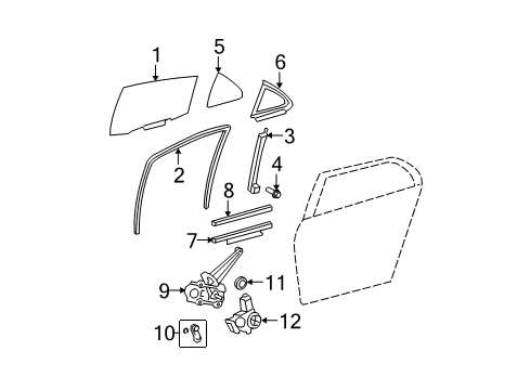 2011 Toyota Yaris Regulator Sub-Assy, Rear Door Window, LH Diagram for 69840-52180