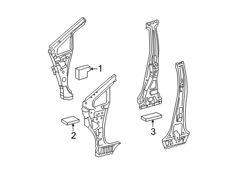 2012 Toyota Prius Inner Components - Pillars Diagram