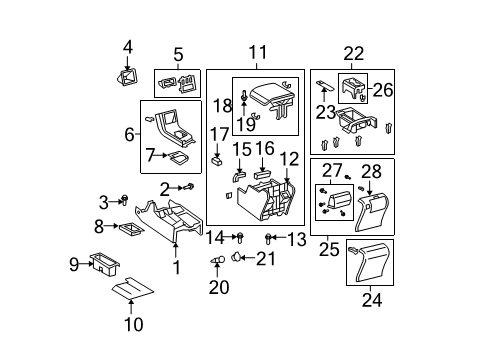 2010 Toyota Tundra Box Assy, Console, Rear Diagram for 58910-0C081-C1