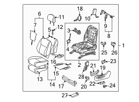 2011 Toyota Highlander Seat Assembly, Black, Front Driver Side Diagram for 71200-48M50-C2