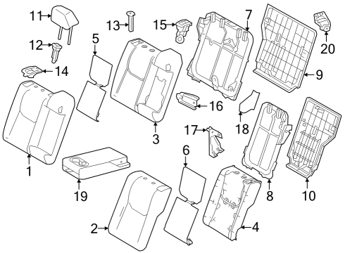 2023 Toyota Prius AWD-e Seat Back Cover, Gray, Rear Passenger Side Diagram for 71077-47A91-22