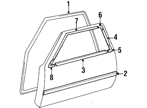 1986 Toyota Corolla Moulding, Front Door Window Frame, Front RH Diagram for 75751-12140