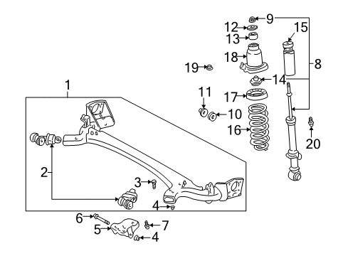 2002 Toyota Prius Shock Absorber Assembly Rear Left Diagram for 48530-49186