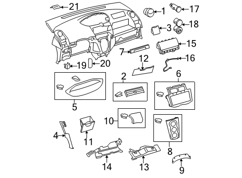 2007 Toyota Yaris Cluster & Switches, Instrument Panel Diagram 5 - Thumbnail