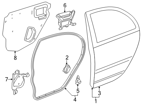 2003 Toyota Corolla Rear Door, Body Diagram