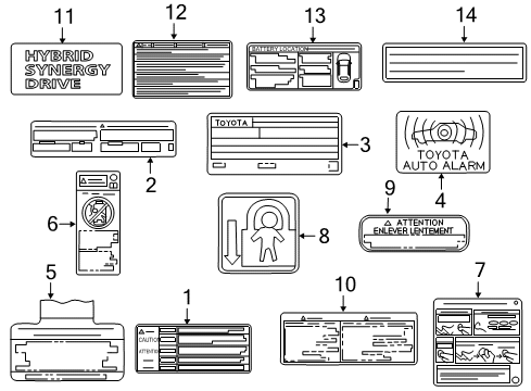 2013 Toyota Camry Information Labels Diagram 1 - Thumbnail