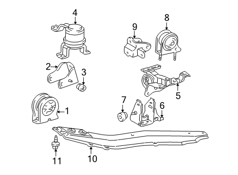 2001 Toyota RAV4 Engine & Trans Mounting Diagram